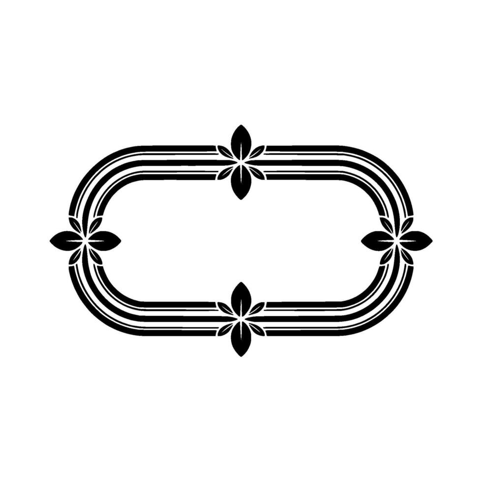Minimalist Floral Border , Black and White,, Decorative Element vector