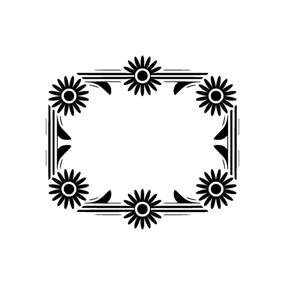 Floral Frame Silhouette on White Background vector