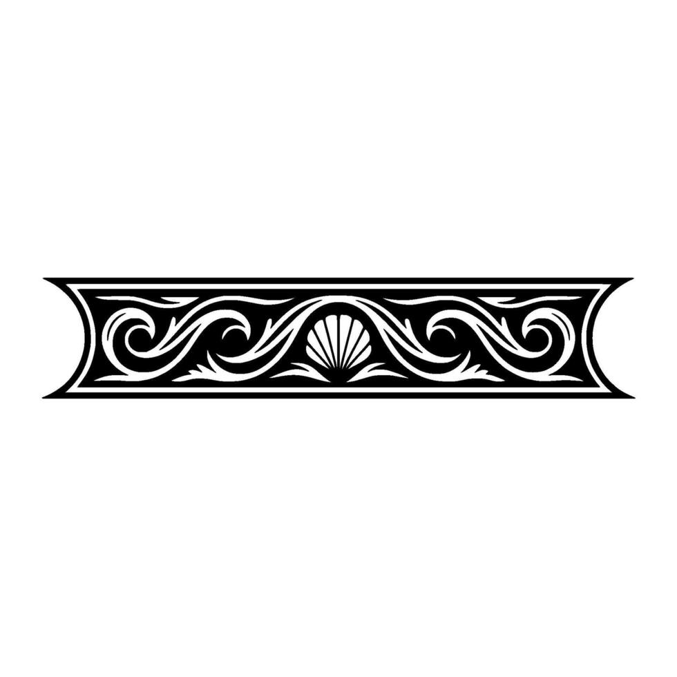 Ornate Scrollwork Border with Seashell Element vector