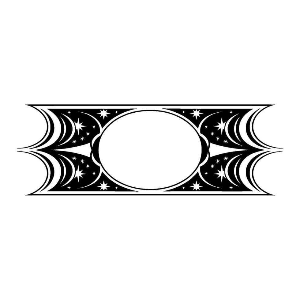 Elegant Black White Frame with Stars, Celestial vector