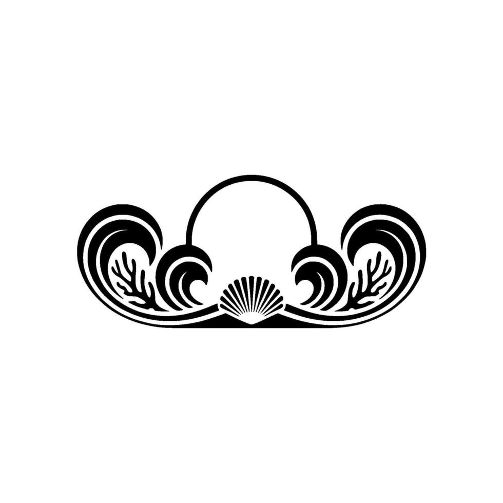 Minimalist Ocean Wave Shell vector