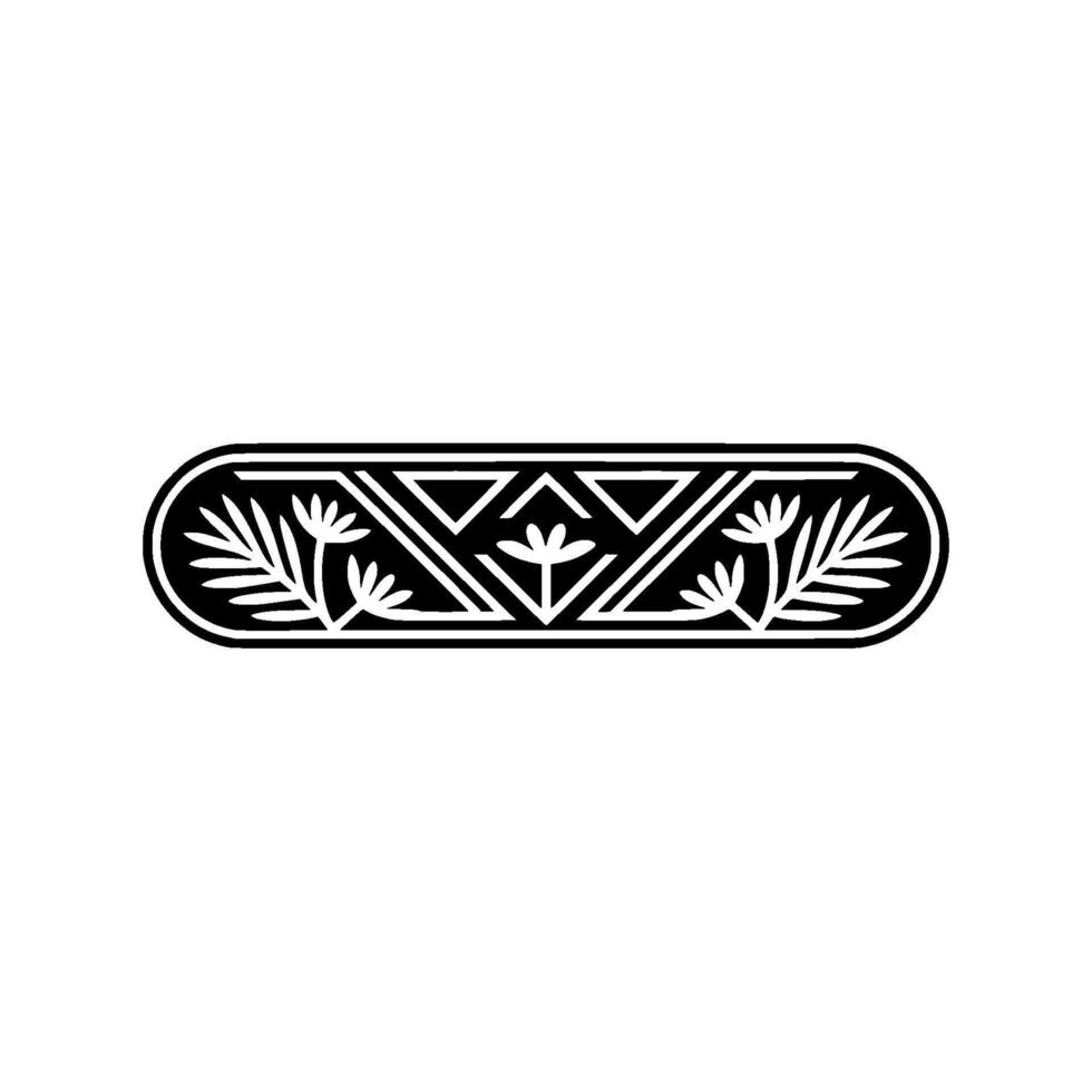 Elegant Black White Floral Border Element, Geometric vector