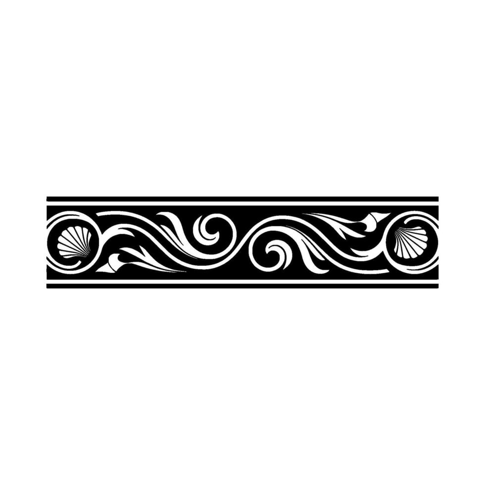 Elegant Black White Decorative Border with Shell and Swirl Elements vector
