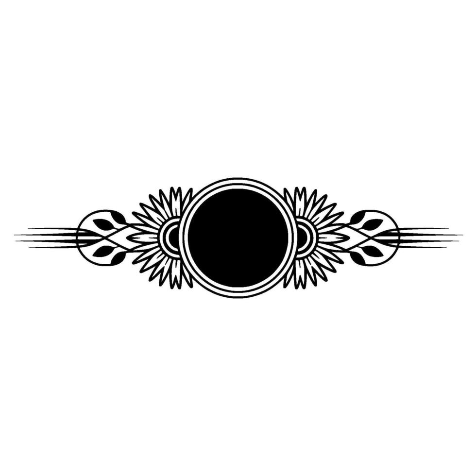 Elegant Art Deco Ornament, Black White, Blank Circle vector
