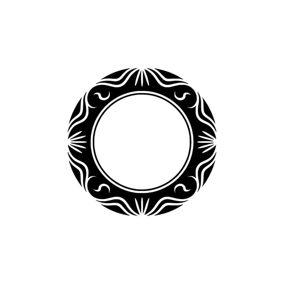 Elegant Black and White Circular Ornament, Decorative Frame, Minimalist vector