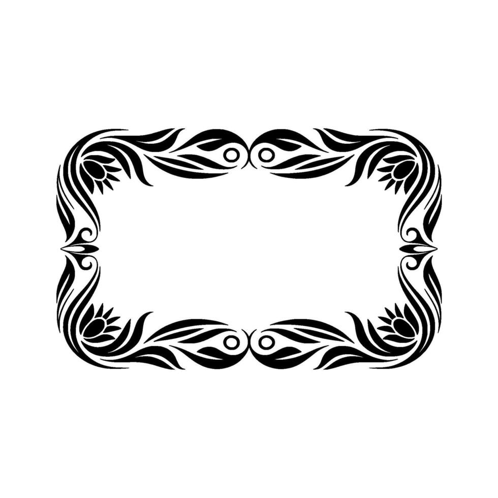 Elegant Floral Frame, Black and White , Ornamental Border, Blank Space vector