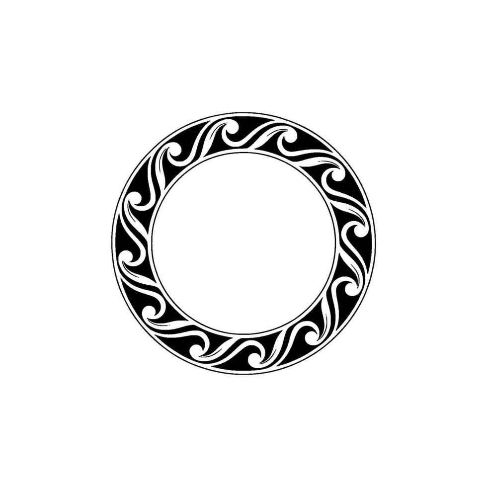 Elegant Circular Decorative Frame with Swirling Pattern, Black and White vector