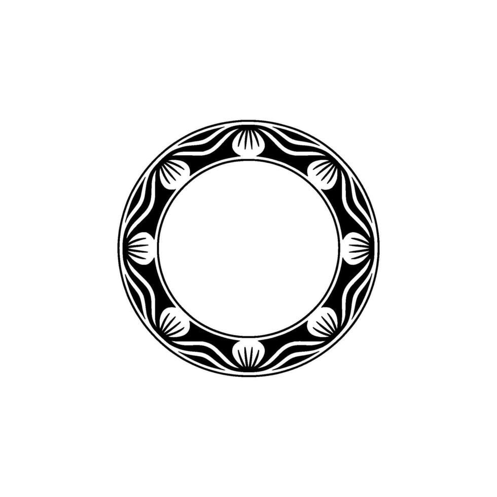 Decorative Black and White Floral Circular Frame on Cream Background vector