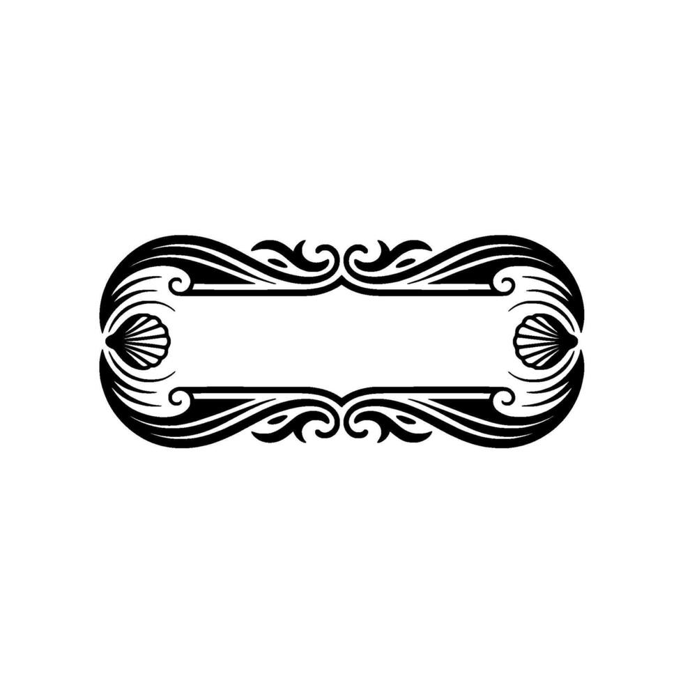 Elegant Decorative Frame with Shell Elements in Black on White vector