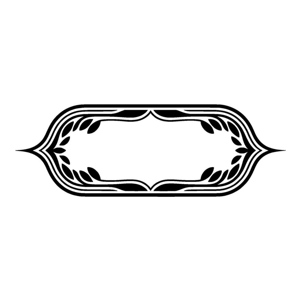 Elegant Black Ornamental Frame with Leaf Accents vector