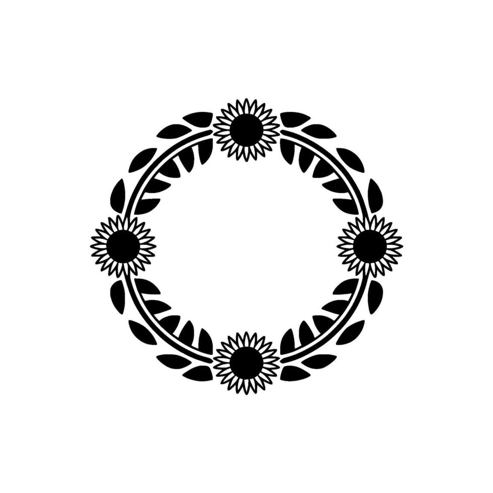 Geometric Sunflower Wreath Illustration on Light Background vector