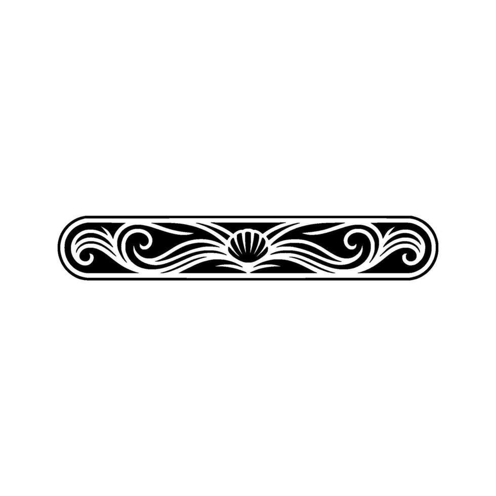 Elegant Ornamental Border with Shell and Swirls, Black White vector