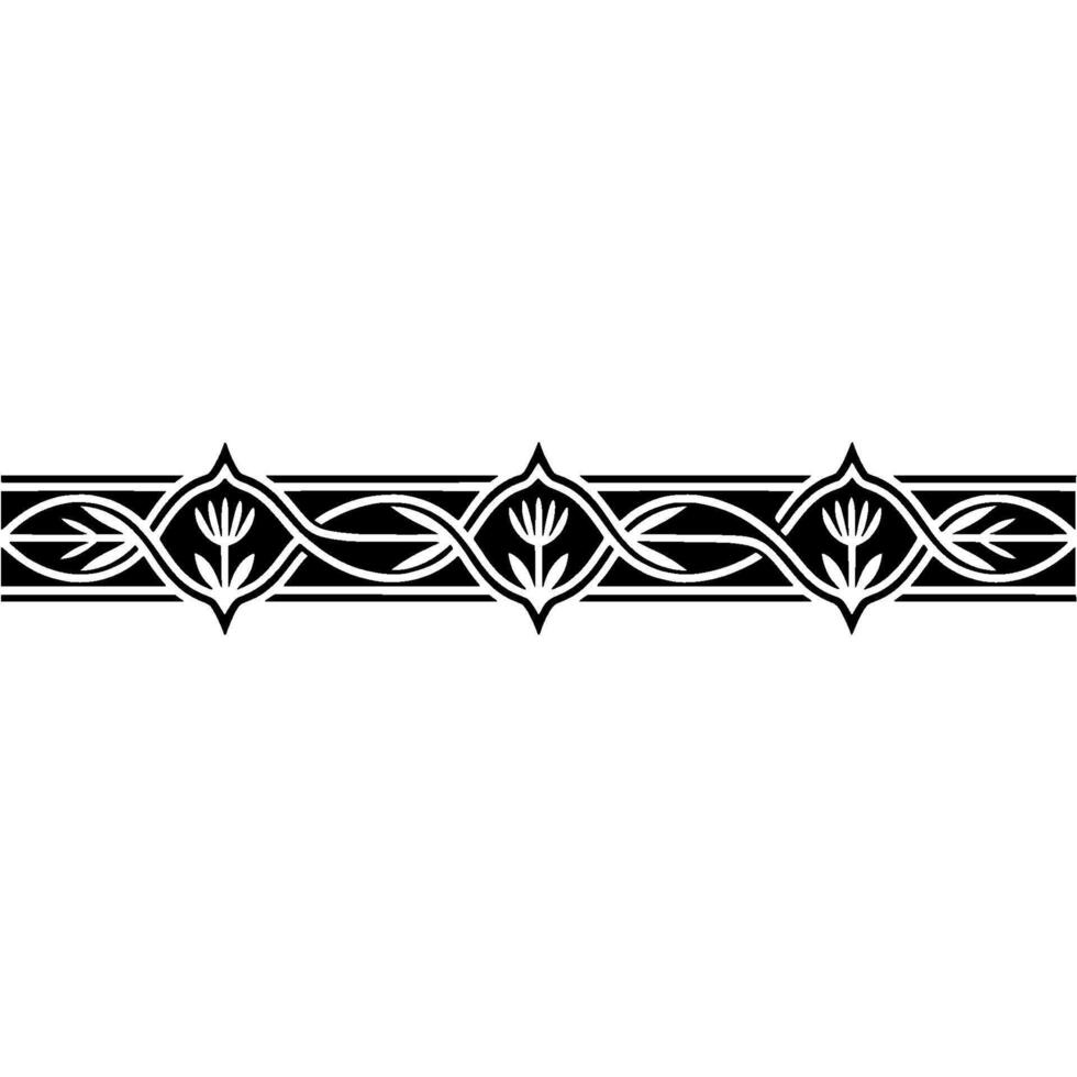 Elegant Black Floral Border, Minimalist on White, Background vector