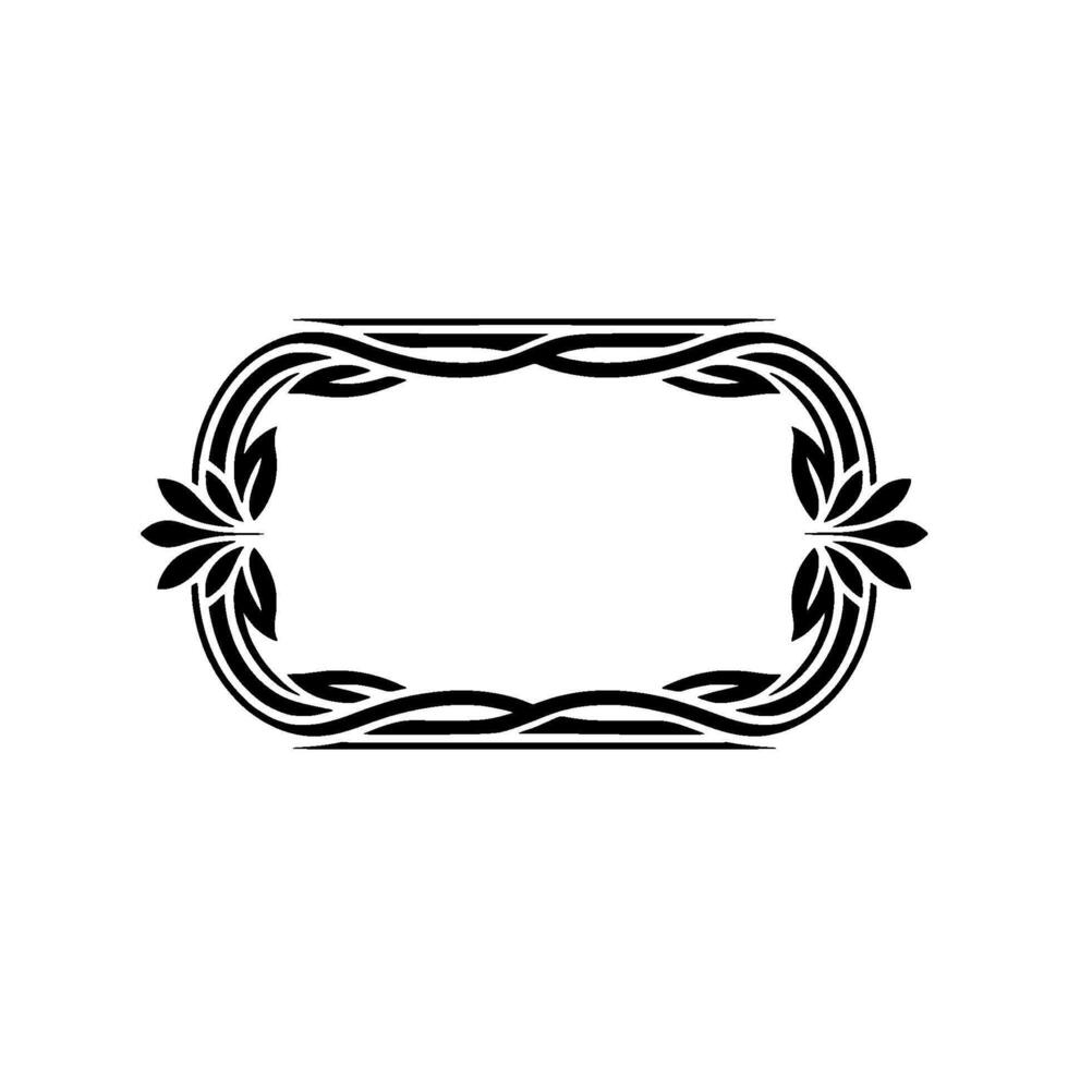 Elegant Art Deco Frame, Floral Ornament, Black on White vector