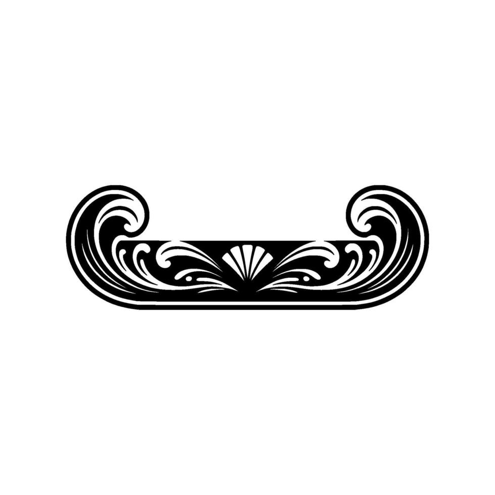 Elegant Black Ornament Swirls, Shell, Floral on White vector