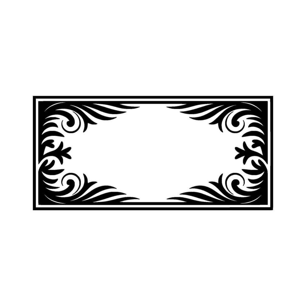 Elegant Black- Floral Frame on, White Background vector