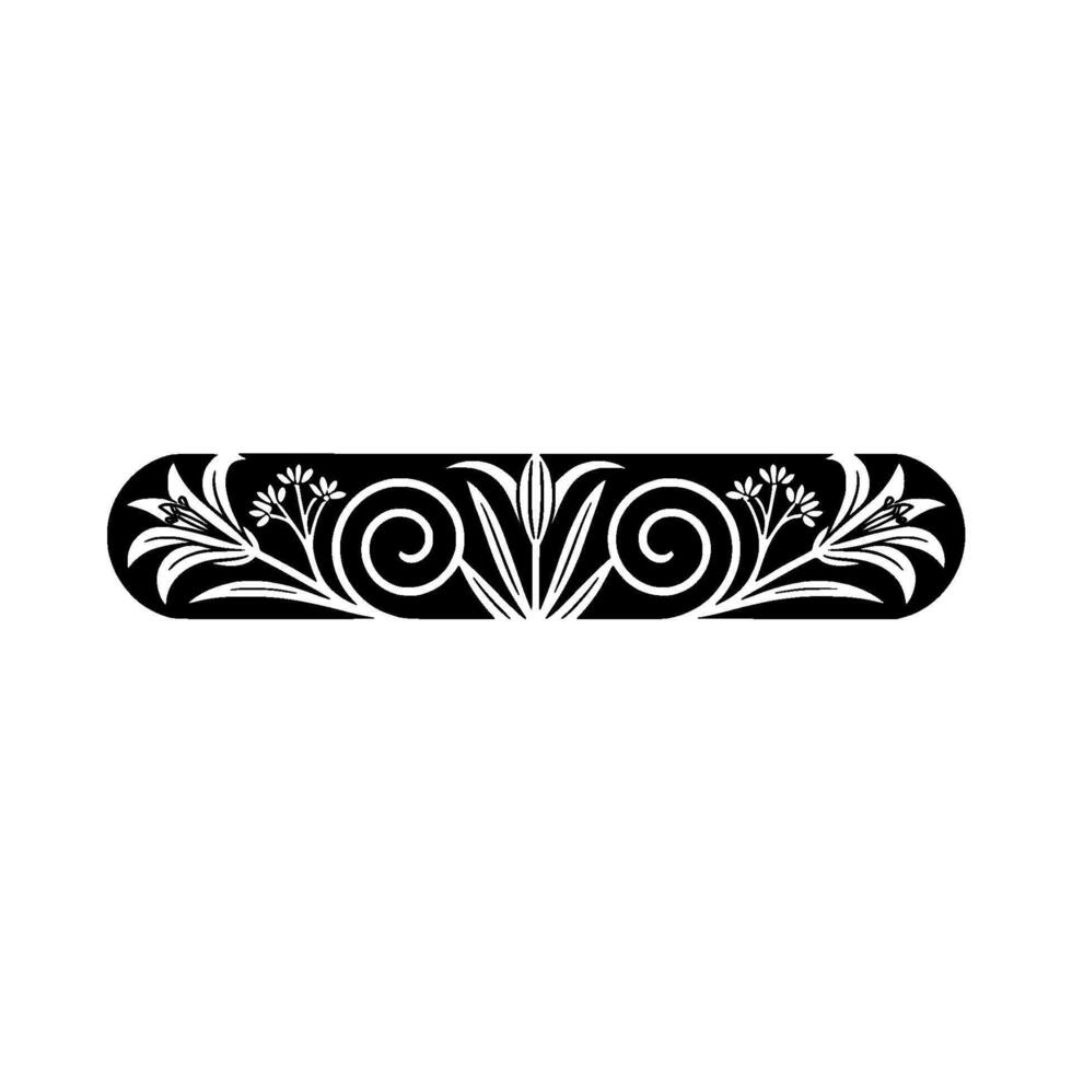 Elegant Floral Border - Black and White, Art Nouveau Style vector