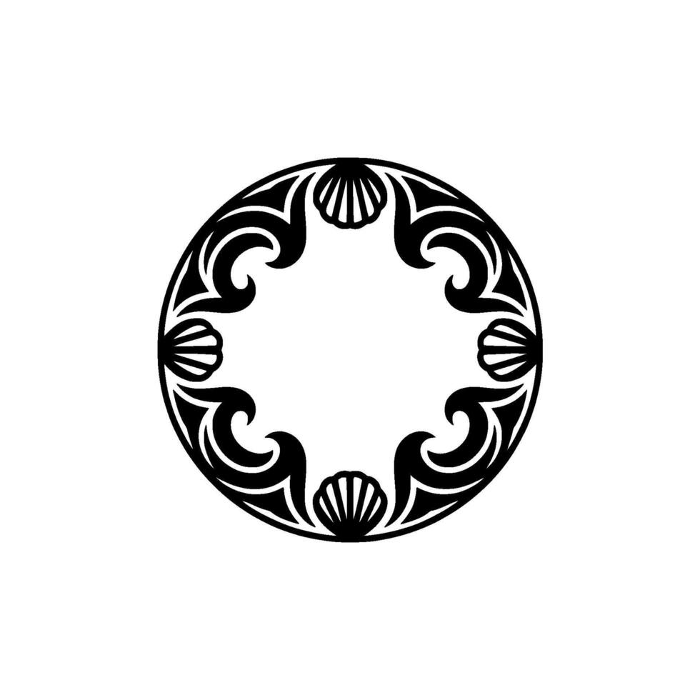 Elegant Circular Ornament with Seashell Motifs on White vector