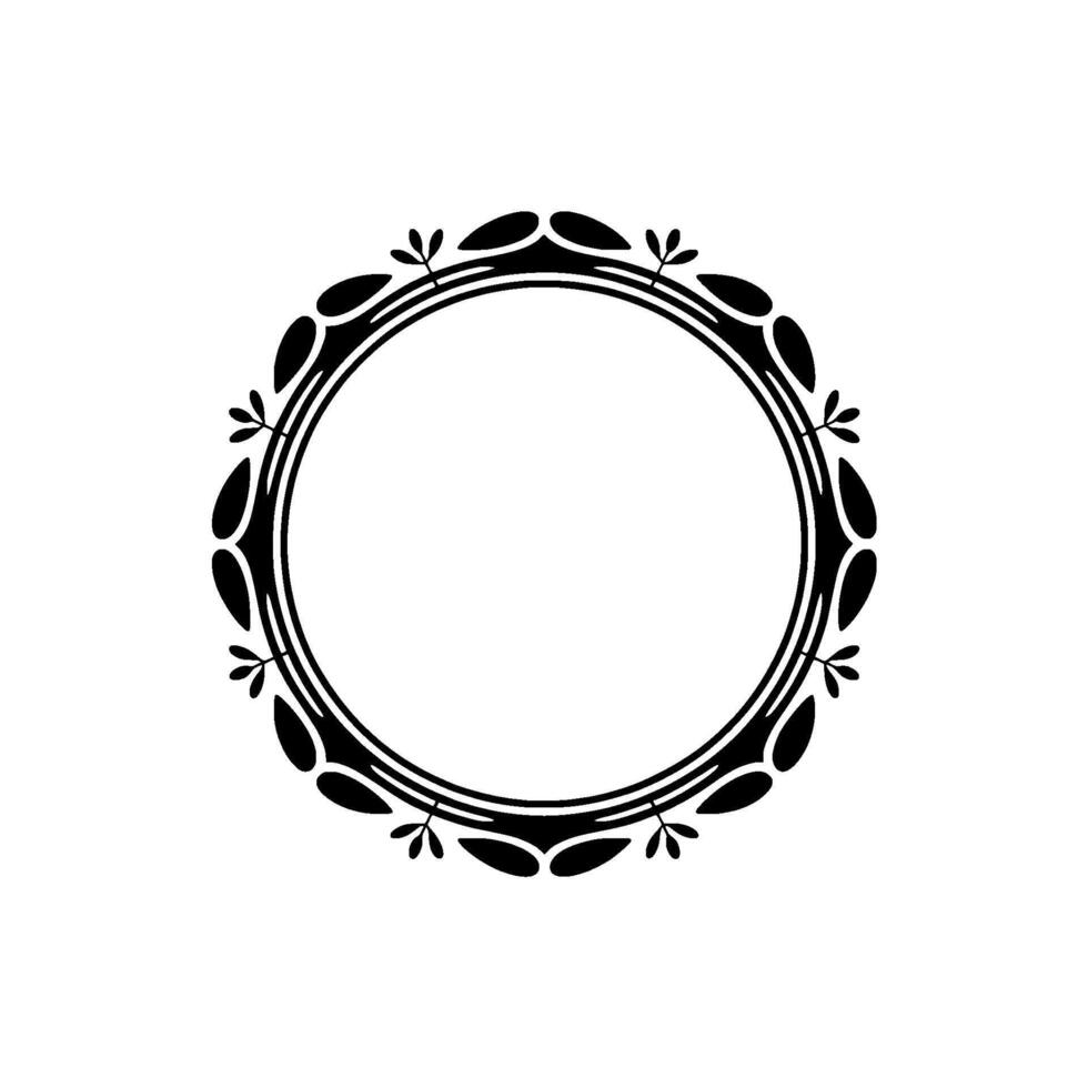 Elegant Black White Circular Frame with Floral Elements vector