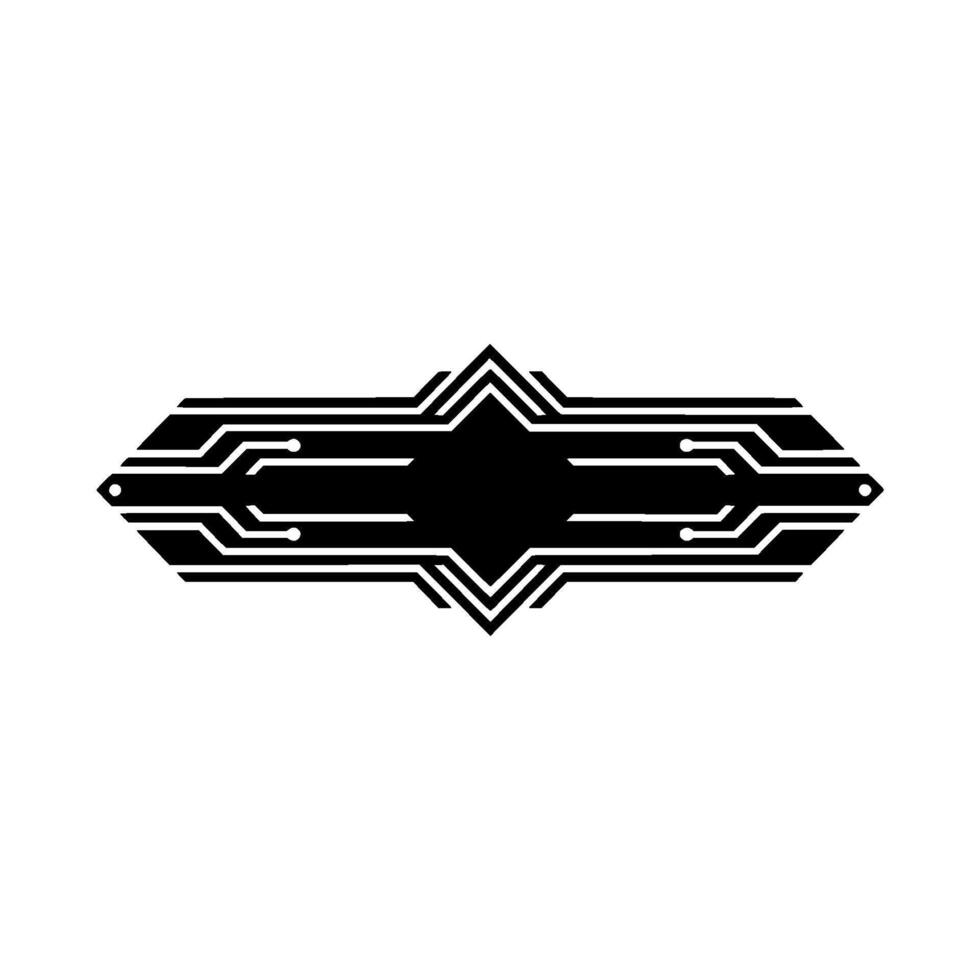 Tech Circuit Badge Black and White Geometric vector