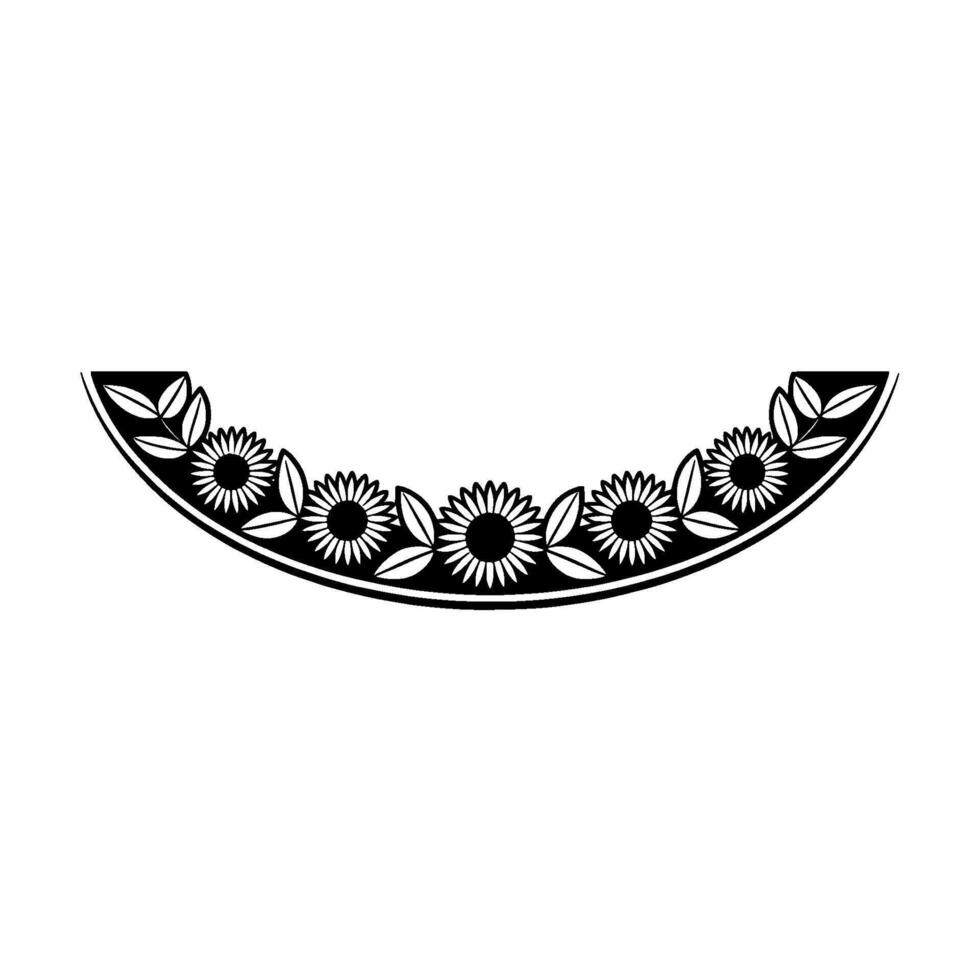 Elegant Floral Arch Silhouette, Black and White Botanical Border vector