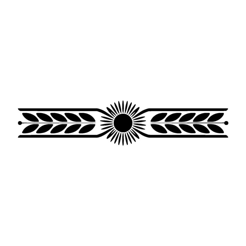 Elegant Sun and Leaf Border, Black Silhouettes, Minimalist vector
