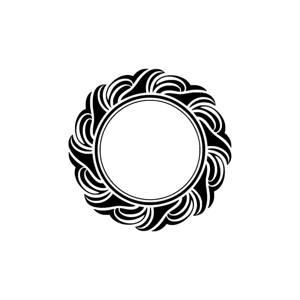 Elegant Black White Circular Frame , Ornamental, Illustration vector