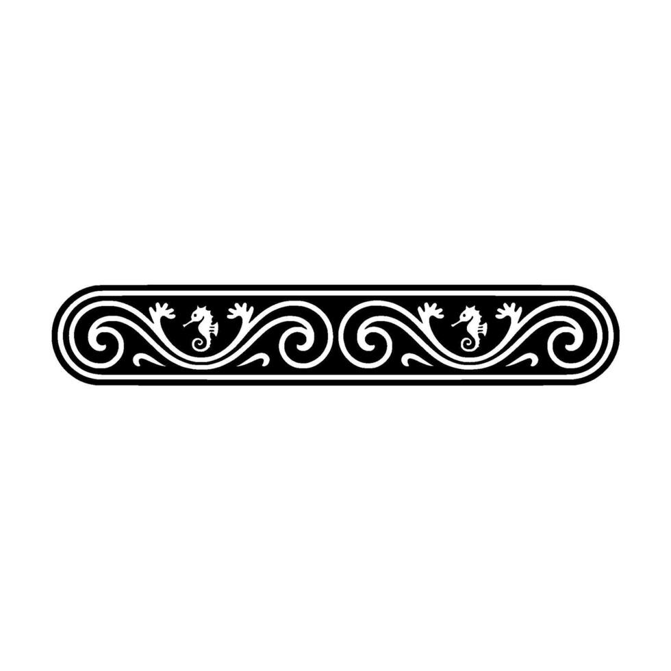 Elegant Seahorse Border , Swirls and Waves, Decorative Element vector