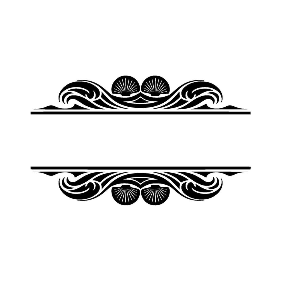 Ornate Black Shell and Wave Border on Gradient Backdrop vector