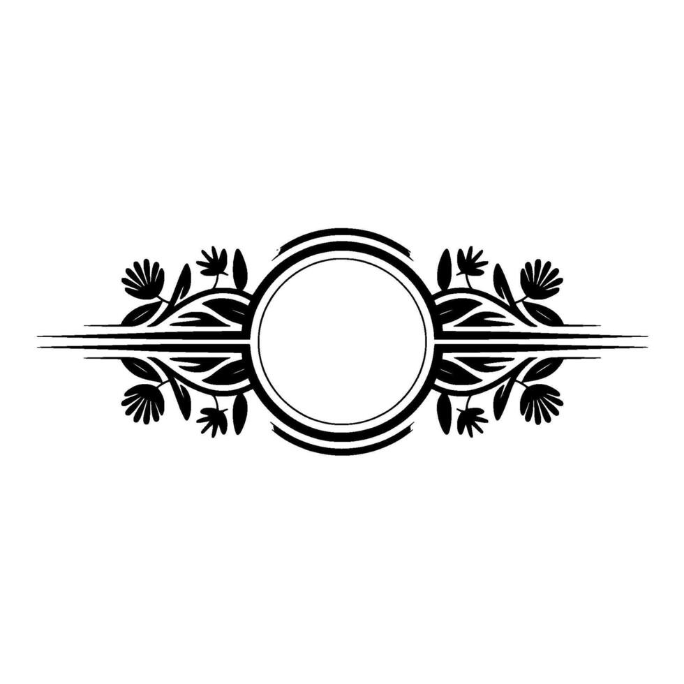 Elegant Floral Frame in Black White, Modern Minimalist Style vector