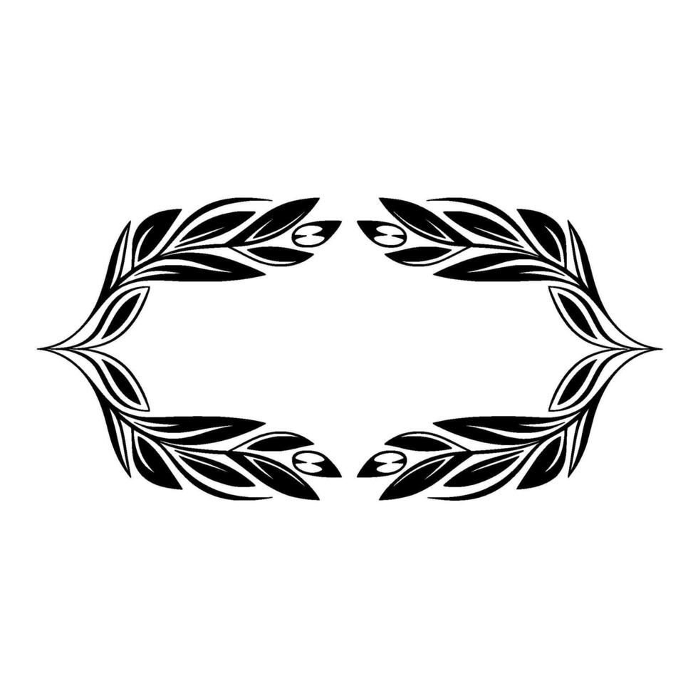 Elegant Black Leaf Frame on Light Background - Decorative Element vector