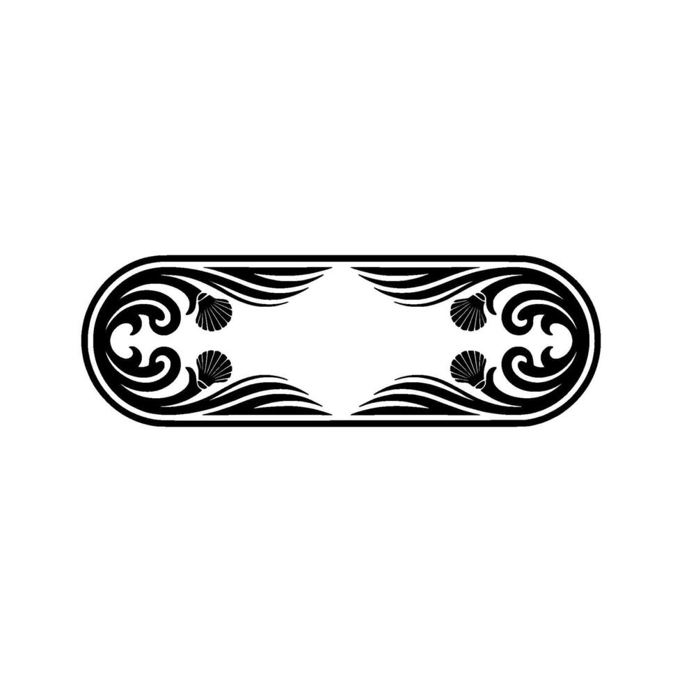 Elegant Black and White Ornamental Label with Seashells vector