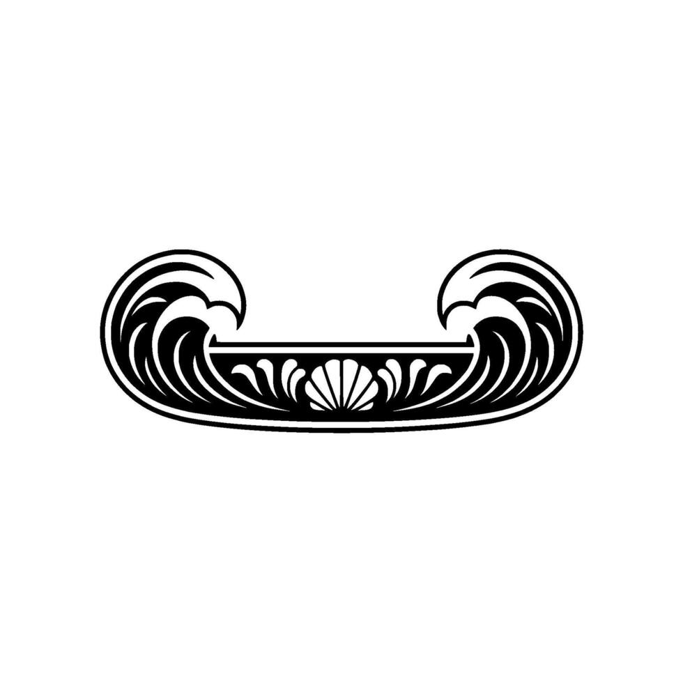 Elegant Wave Crest Seashell Ornament - Black White vector
