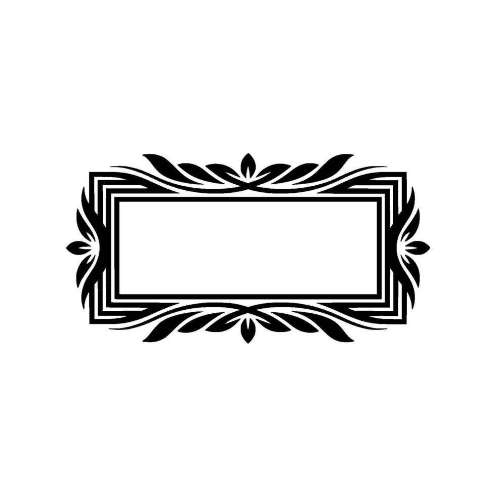 Elegant Black Floral Rectangular Frame on Gradient Background vector