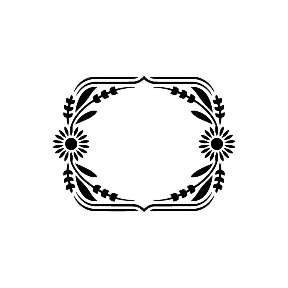 Floral Frame Silhouette Elegant Black White for Invitations Branding vector