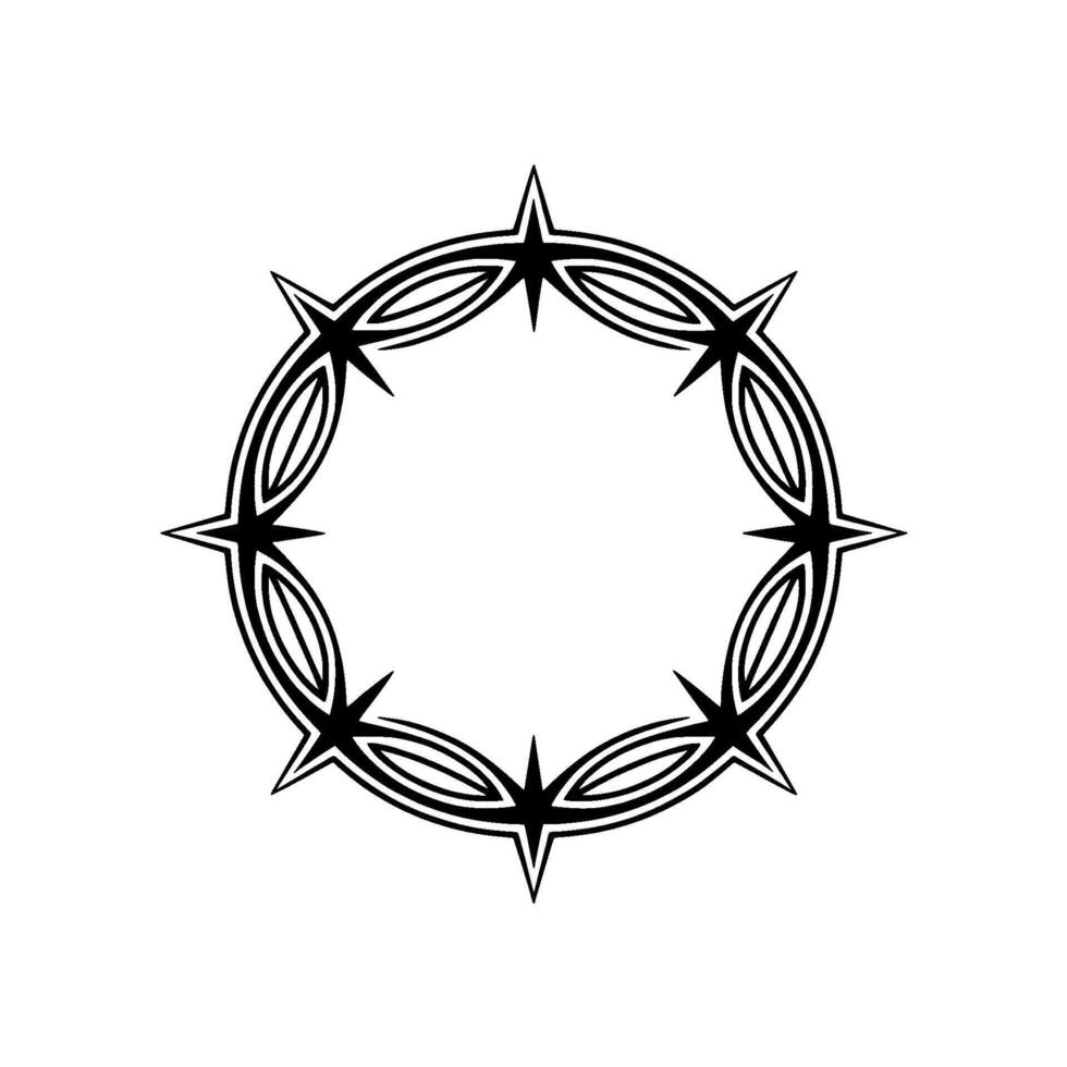 Stylized Black and White Geometric Thorn Circle on White Background vector