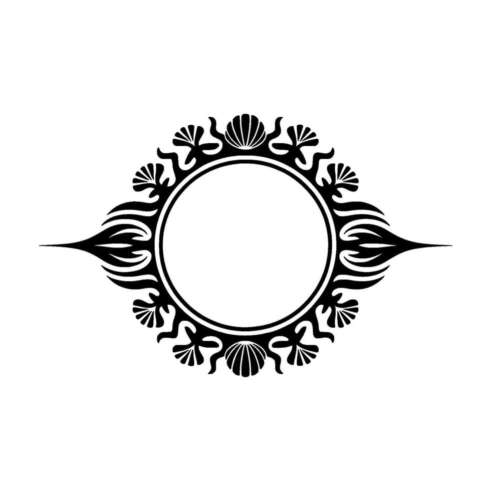 Elegant Black White Decorative Circular Frame - Minimalist vector