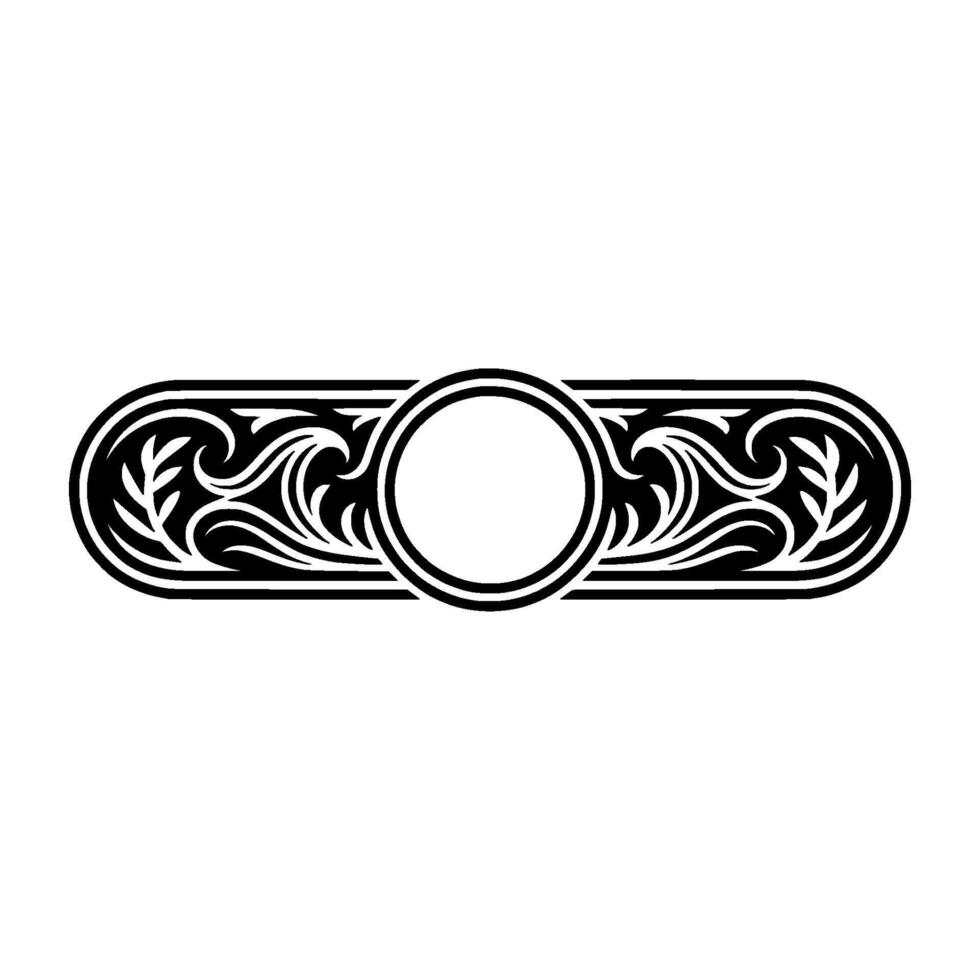 Ornate Black White Scroll with Circle Center vector
