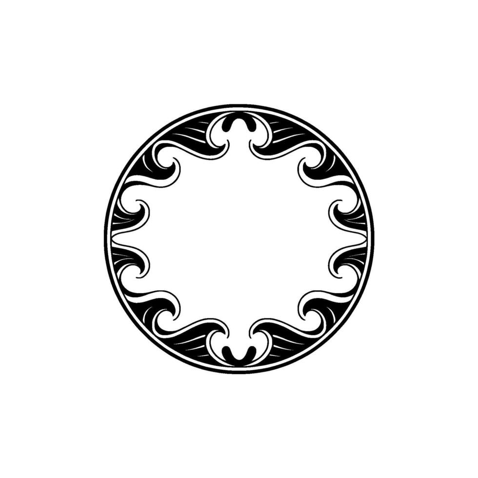 Elegant Art Deco Circle Frame in Black on Light Background vector