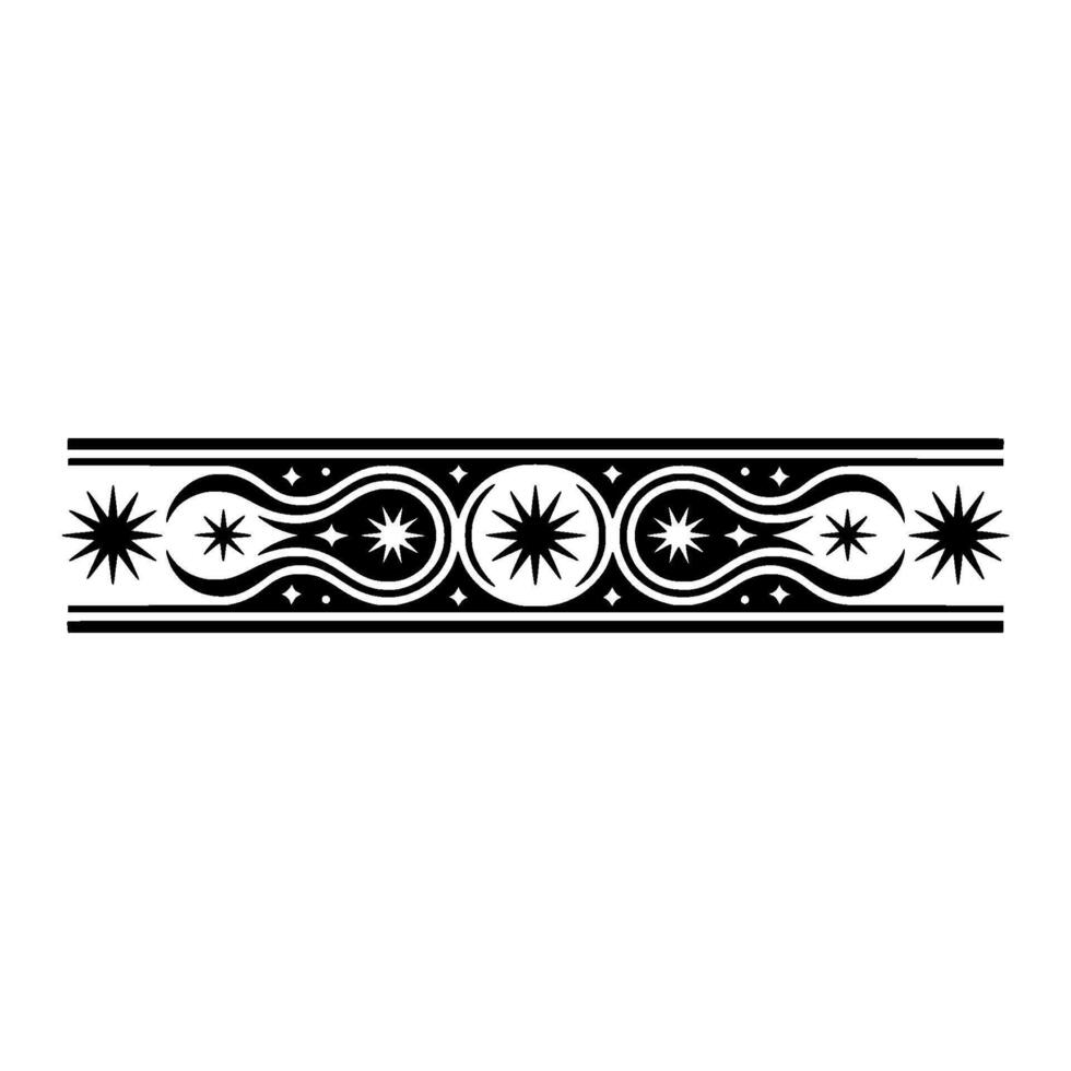 Celestial Border Black White Starry Pattern on White Background vector