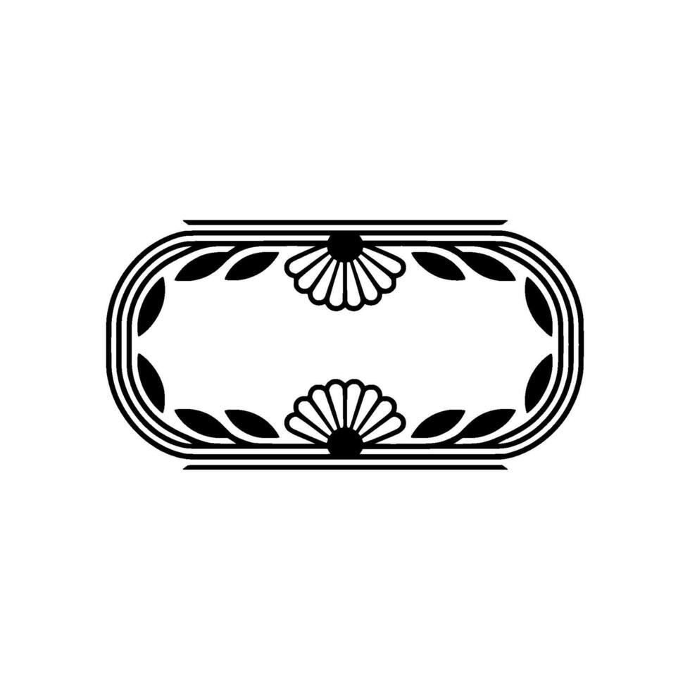 Minimalist Floral Frame in, Black and White vector