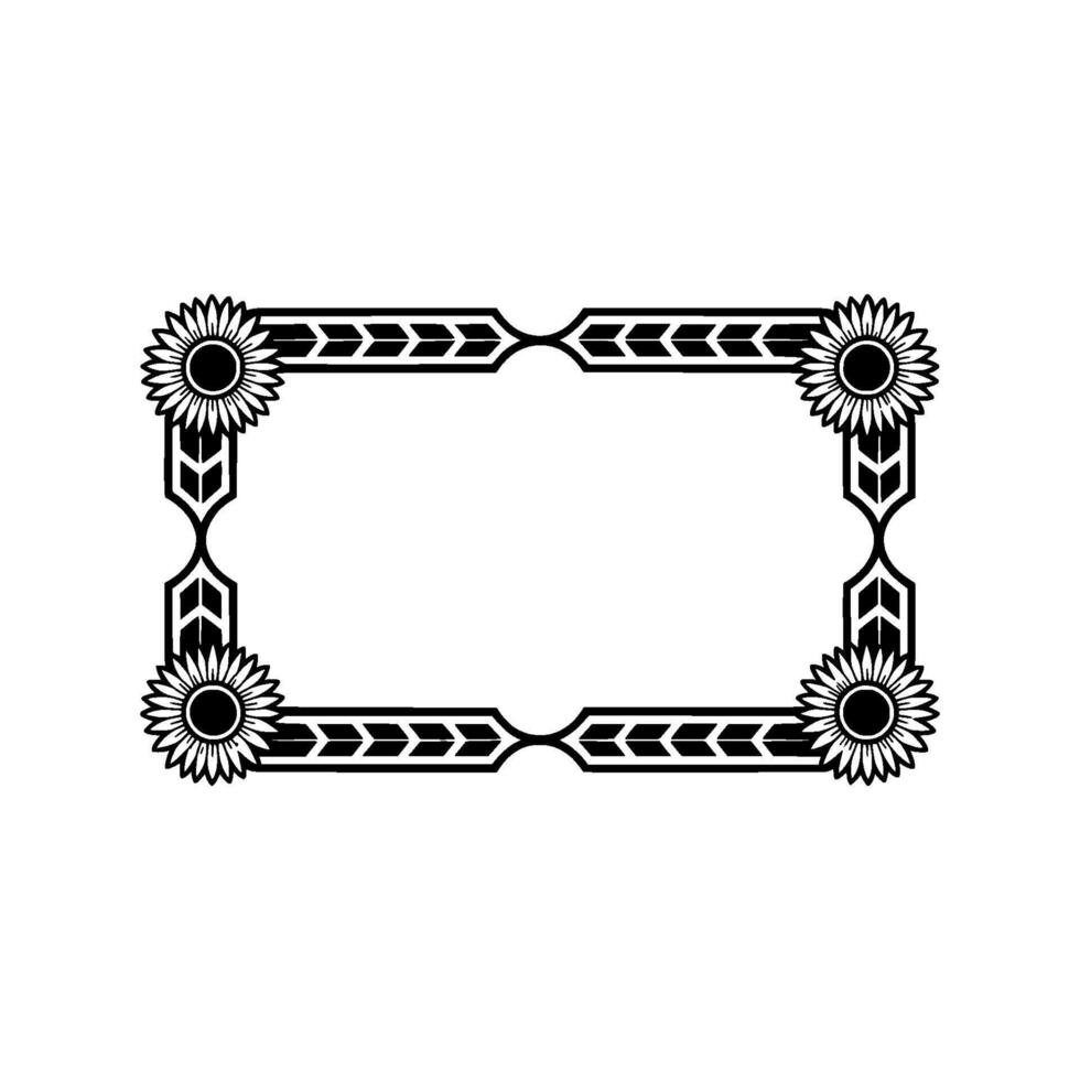 Floral Frame Art Deco Sunflower Border Illustration vector
