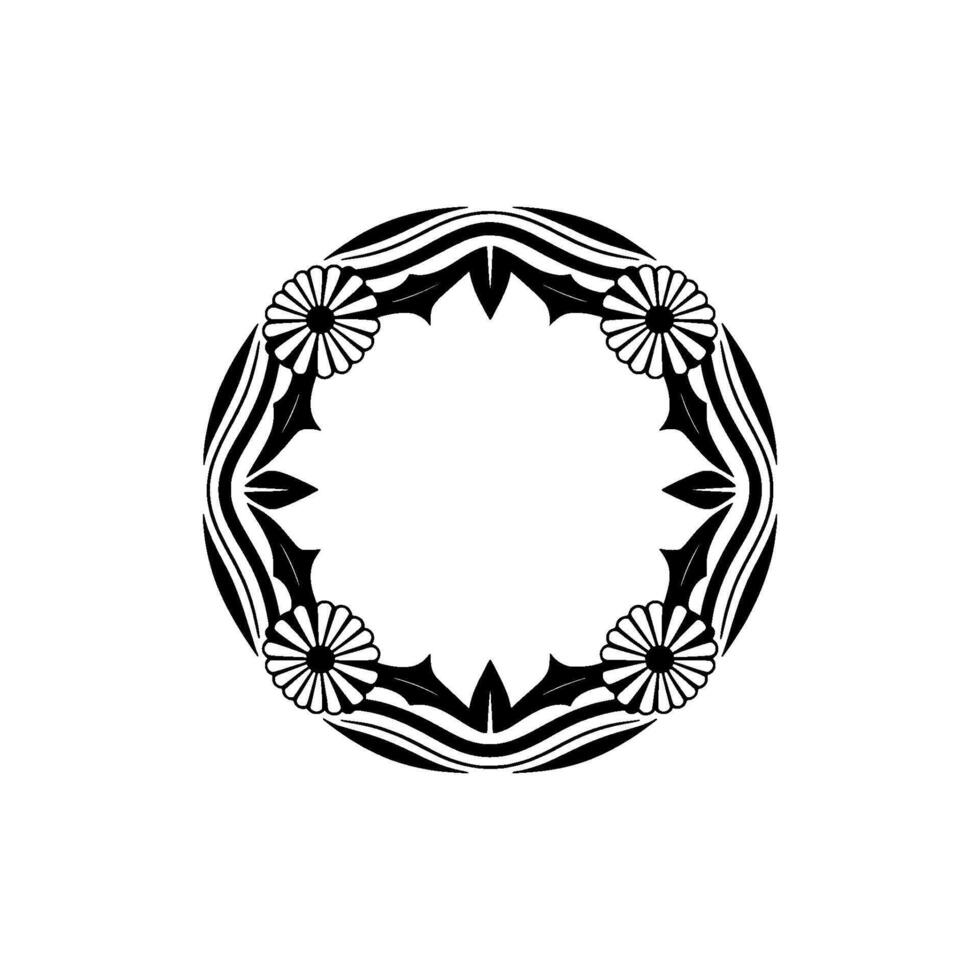 Black White Floral Art Deco Frame on White Background vector