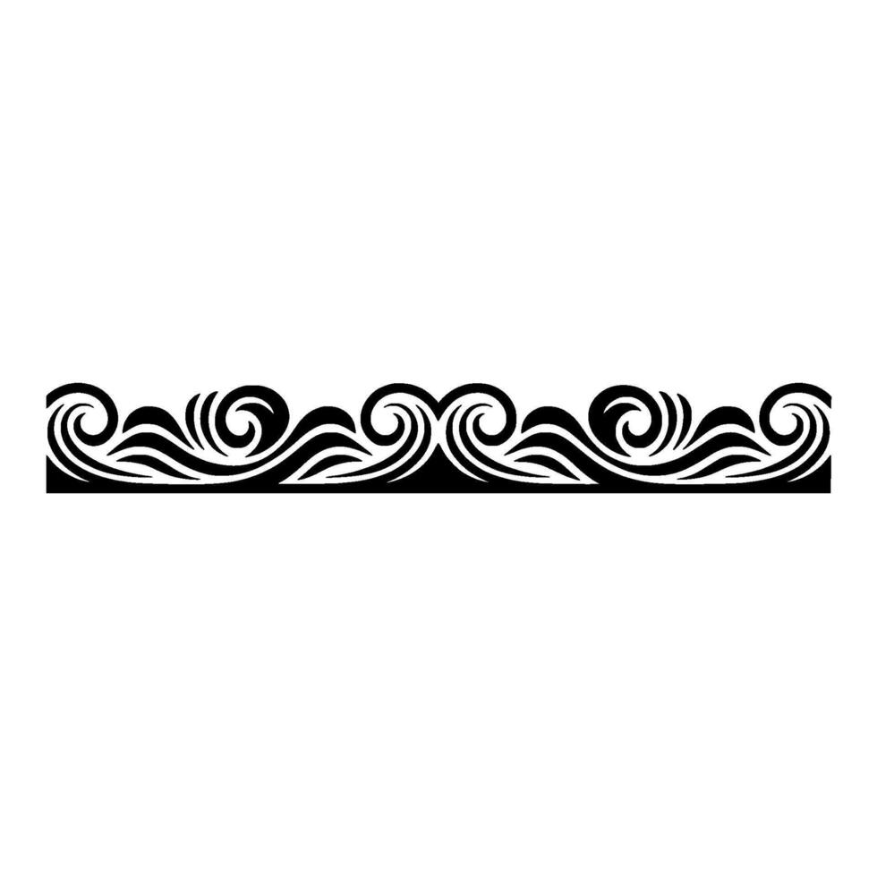 Elegant Wave Border , Black and White Ornament vector