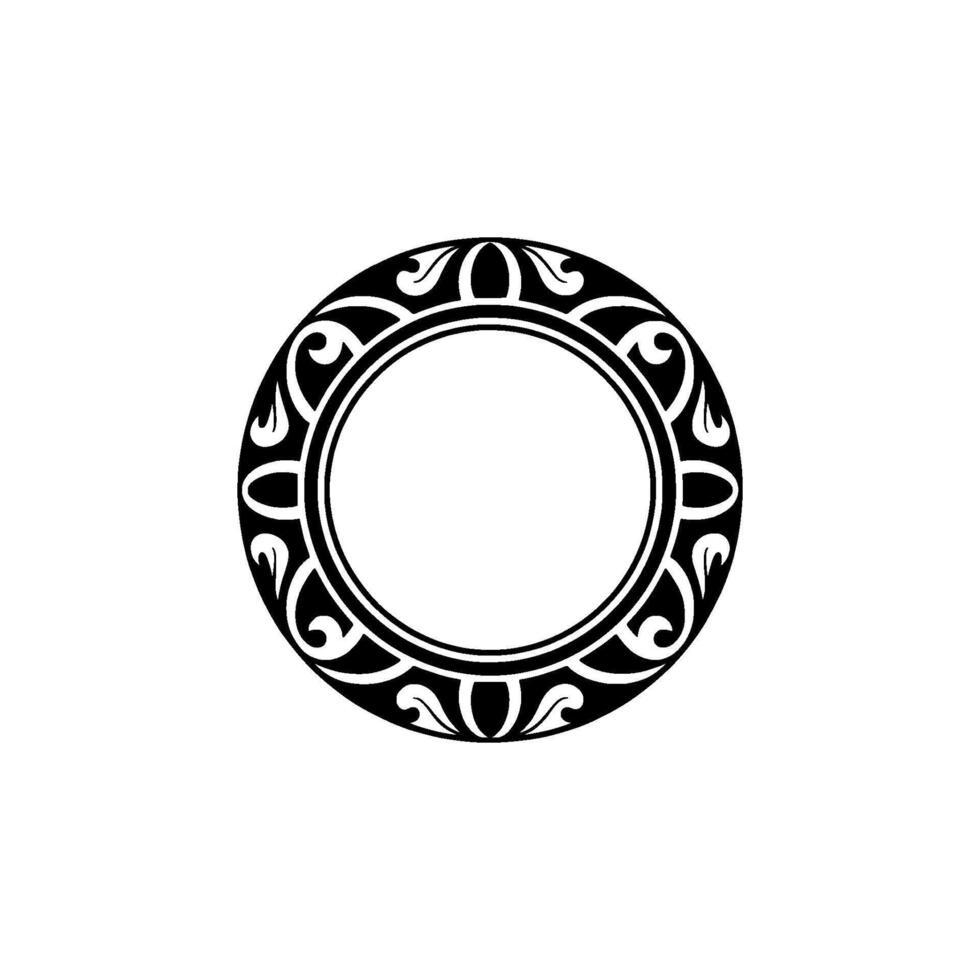 Elegant Black White Circular Element, Decorative Border, Minimalist vector