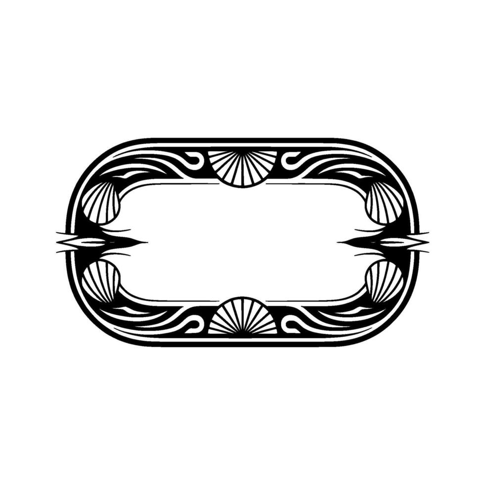 Art Deco Frame with Seashells Fan Motifs, Illustration vector