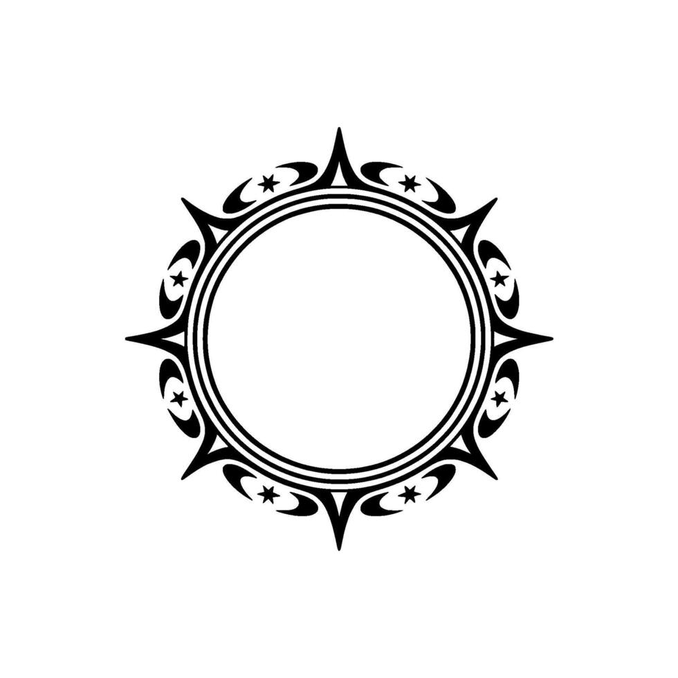 Ornamental Circular Frame Black White Illustration vector