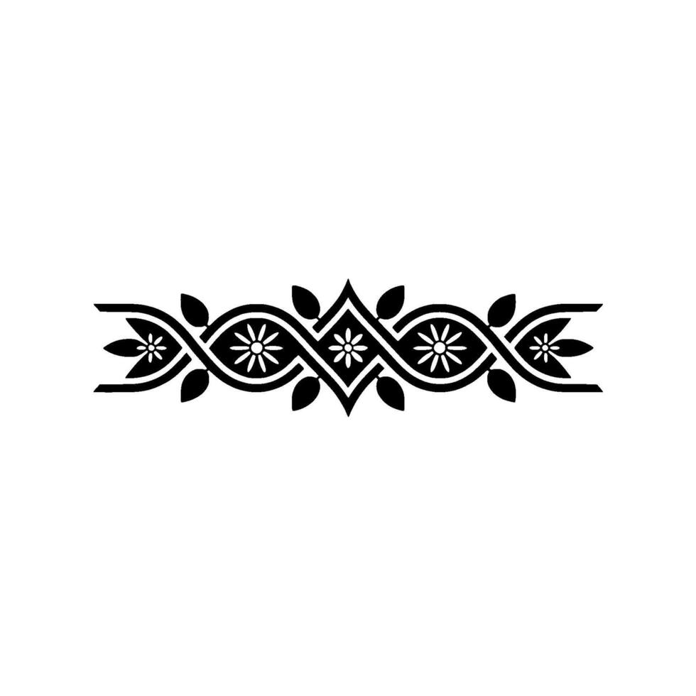 Elegant Black Floral Border Element on- White, Background vector