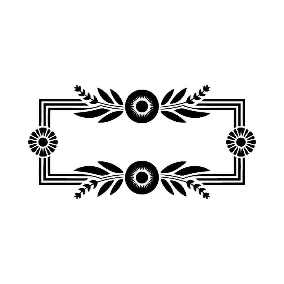 Elegant Floral Frame Silhouette Black White Decorative vector