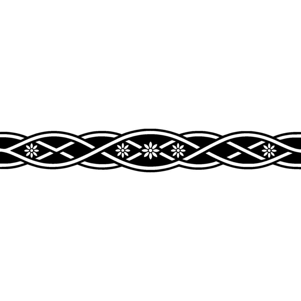 Elegant Celtic-Inspired Floral Border on White Background vector